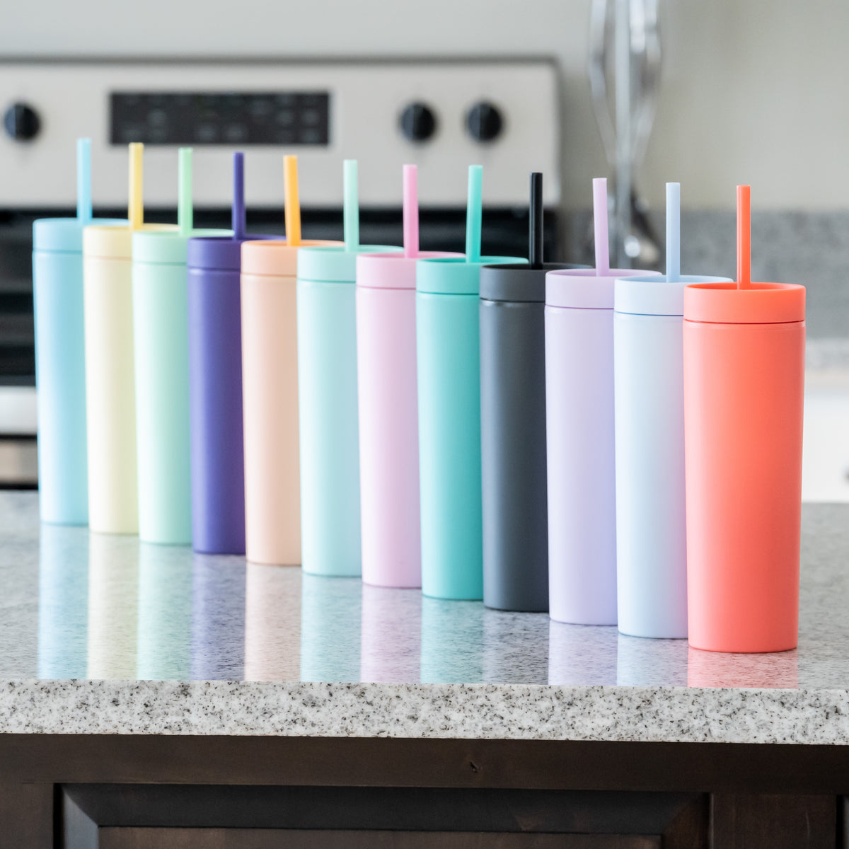 Wholesale Blank Tumblers 12 Pack 16oz Colored Pastel Acrylic Matte