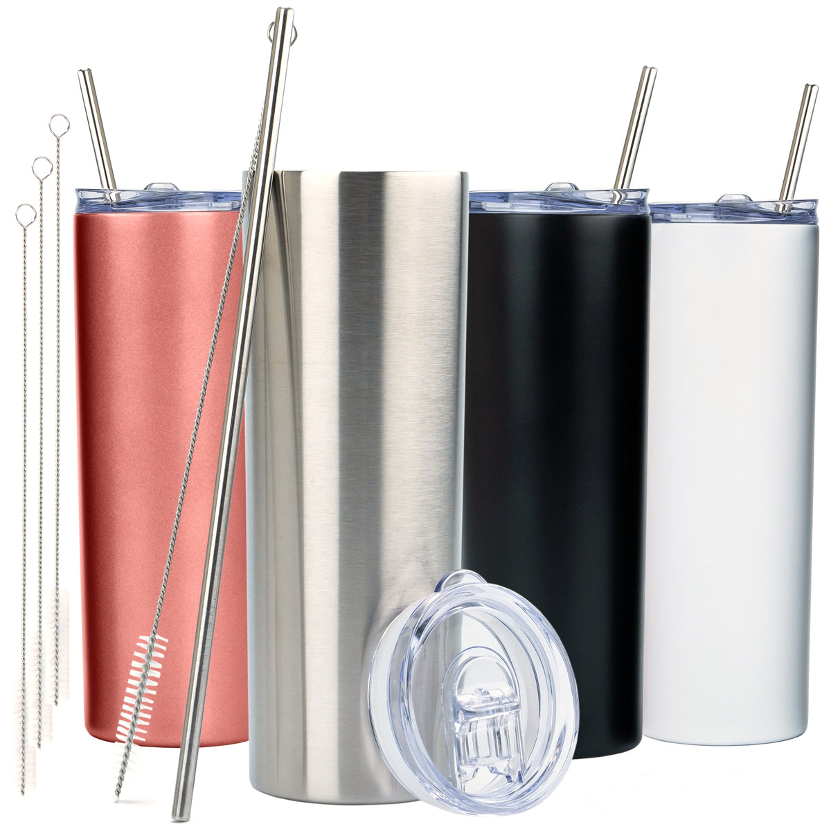 Matte White Stainless Steel SKINNY TUMBLERS 4 Pack 20oz Double