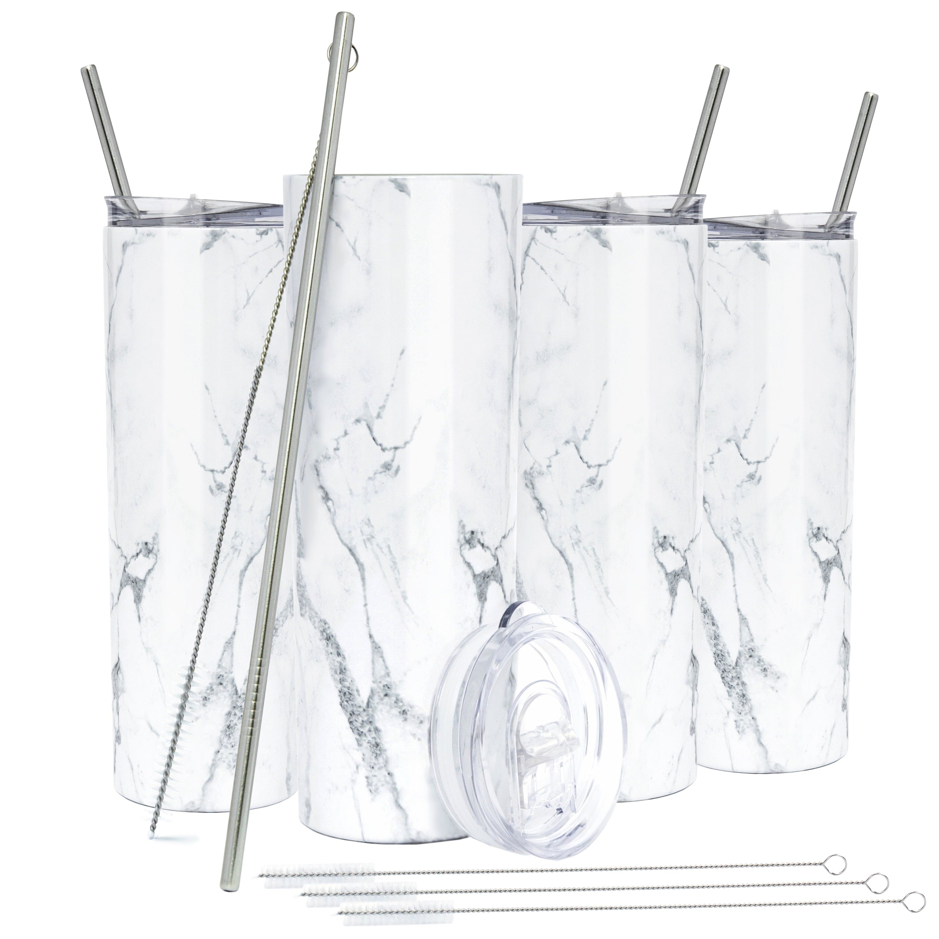 STRATA CUPS Silver Skinny Tumbler with Lid and Straw (4 Pack) - 20 Oz  Double Wall Insulated Stainles…See more STRATA CUPS Silver Skinny Tumbler  with